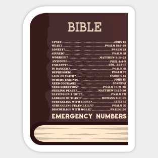 Emergency Bible Numbers Sticker